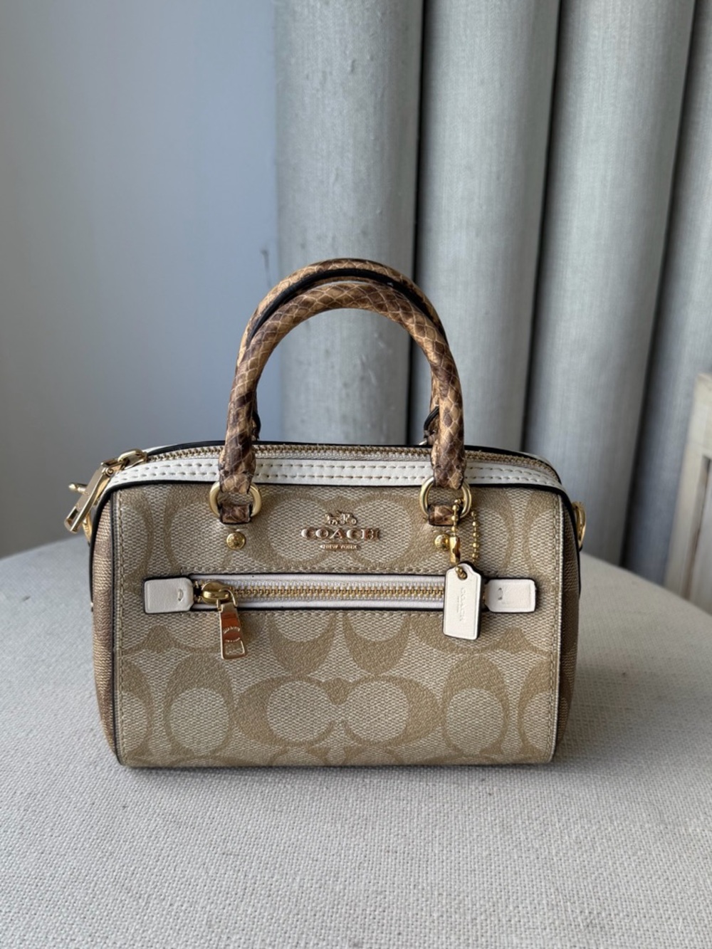 Coach Mini Bennett Satchel Snakeskin Handles Crossbody RARE Bag